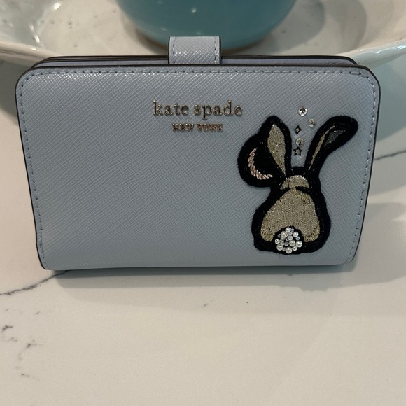Kate Spade Light Blue Wallet with Bunny Accent - Picture 1 of 3